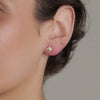 Woman wearing Knappen Square Earrings - Sterling Silver