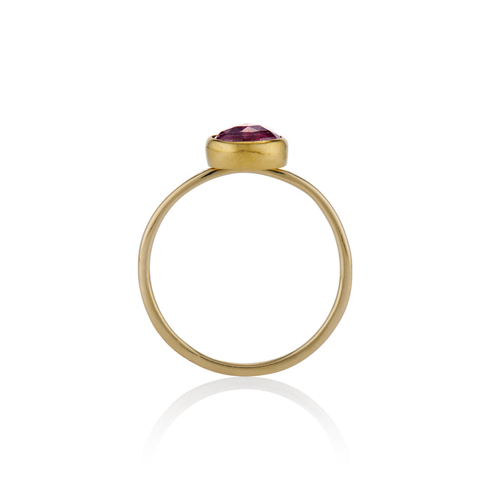 22k Gold Pippa Ring with Pink Tourmaline Straight Image