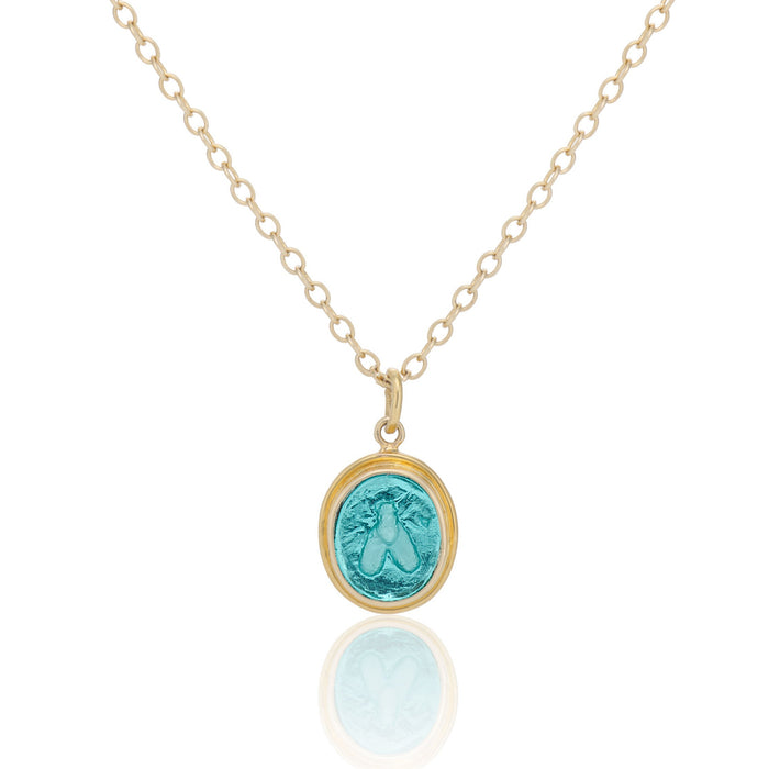 22k Venetian Intaglio Glass Charm - Blue