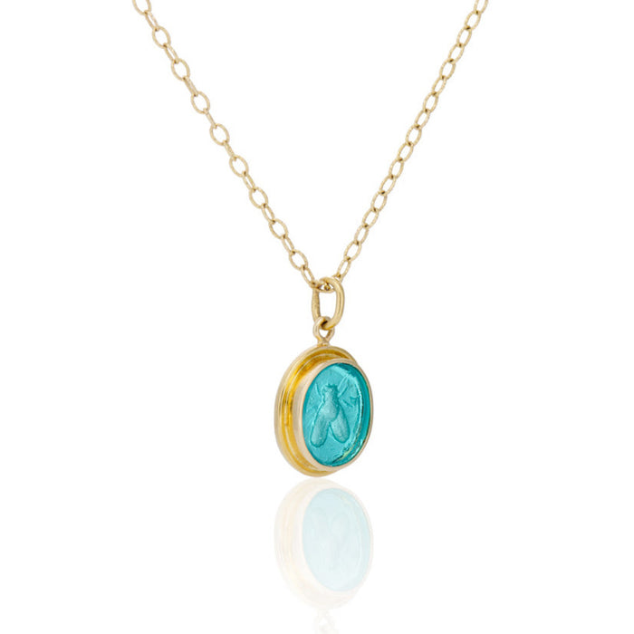 22k Venetian Intaglio Glass Charm - Blue
