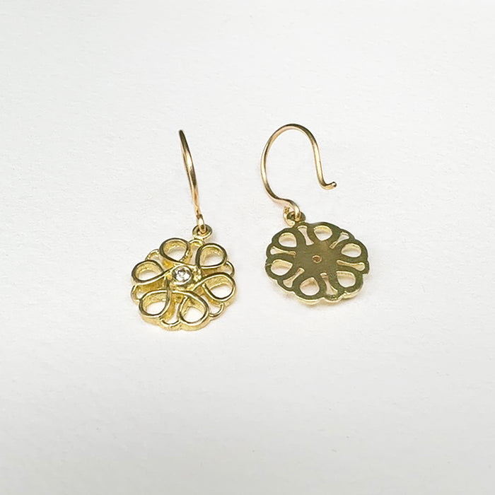 18k Gold Flower Earrings drops