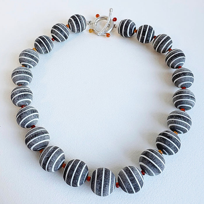 Buffalo Horn and Mexican Fire Opal Necklace