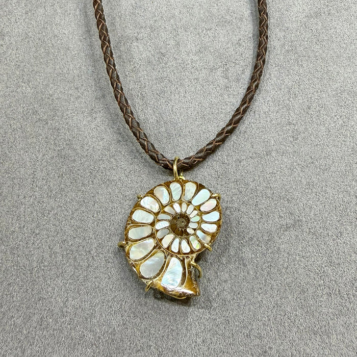 Ammonite and Gold Pendant