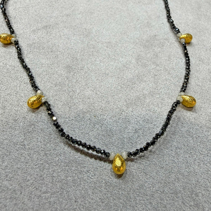Black & White Rough Cut Diamond Necklace