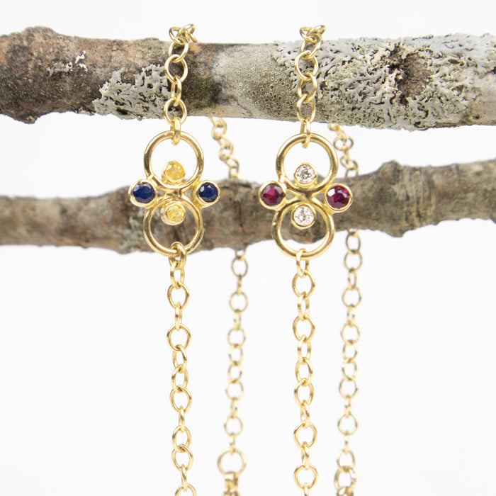 18k Gold Single Otto Bracelet with Rubies and Diamonds