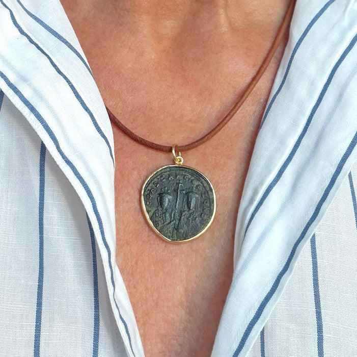 Gold Constantine Coin Pendant