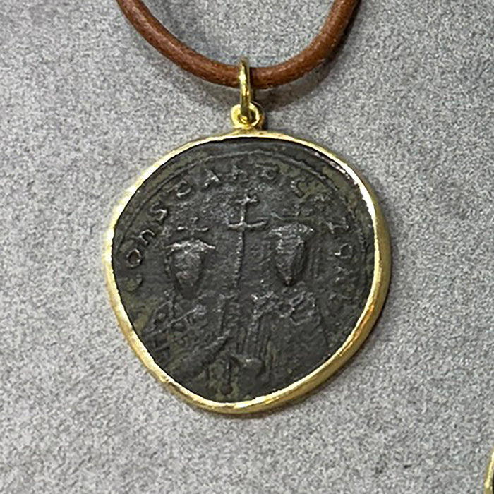 Gold Constantine Coin Pendant
