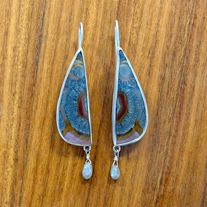 Petrified Agate Earring with Diamond