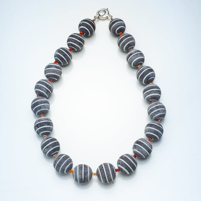 Buffalo Horn and Mexican Fire Opal Necklace