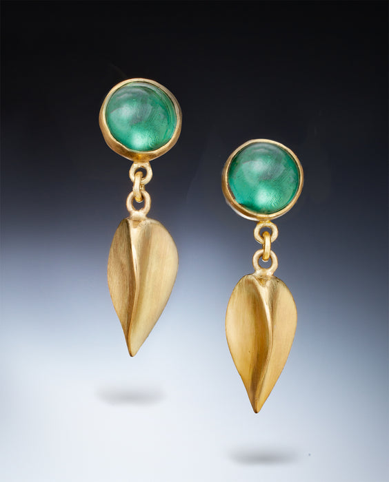 Golden Seed and Green Tourmaline Earrings