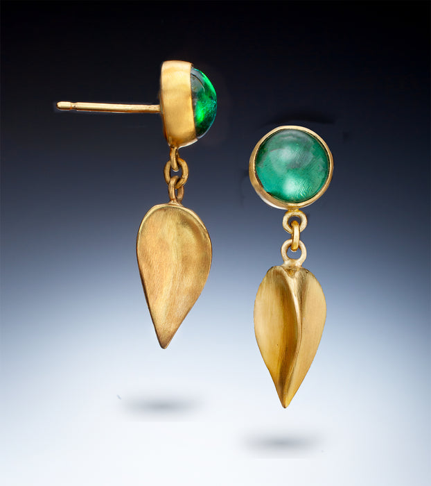 Golden Seed and Green Tourmaline Earrings