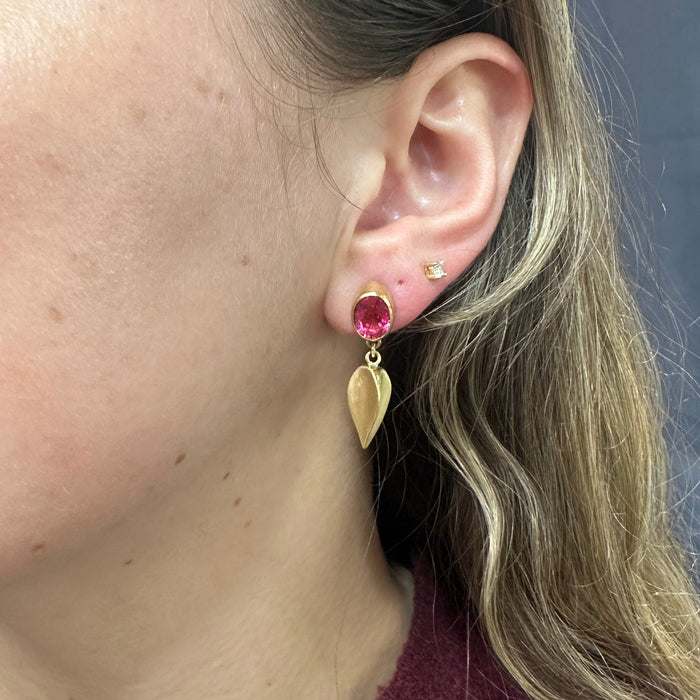 Pink Tourmaline Seed Earrings on Taylor