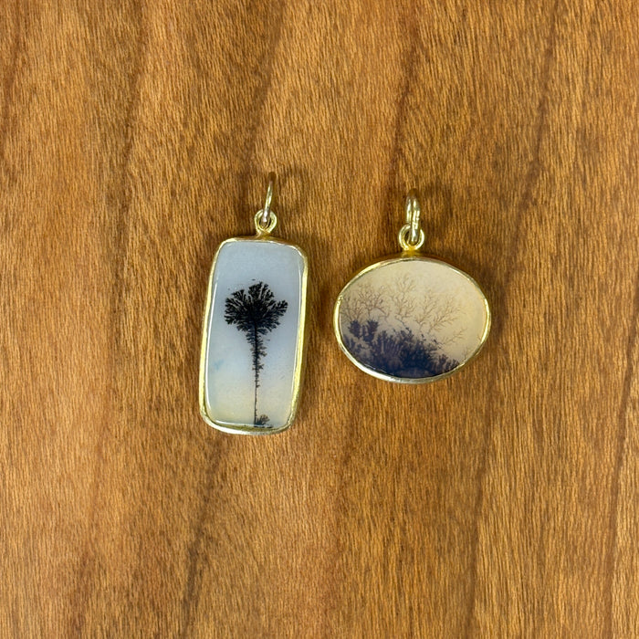 18k Gold Dendritic Agate Charm