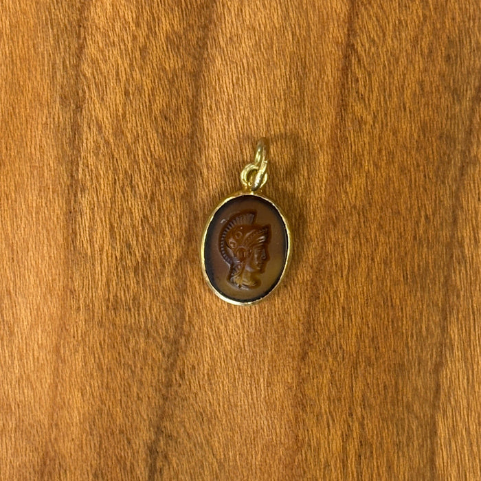 Brown soldier cameo charm top view