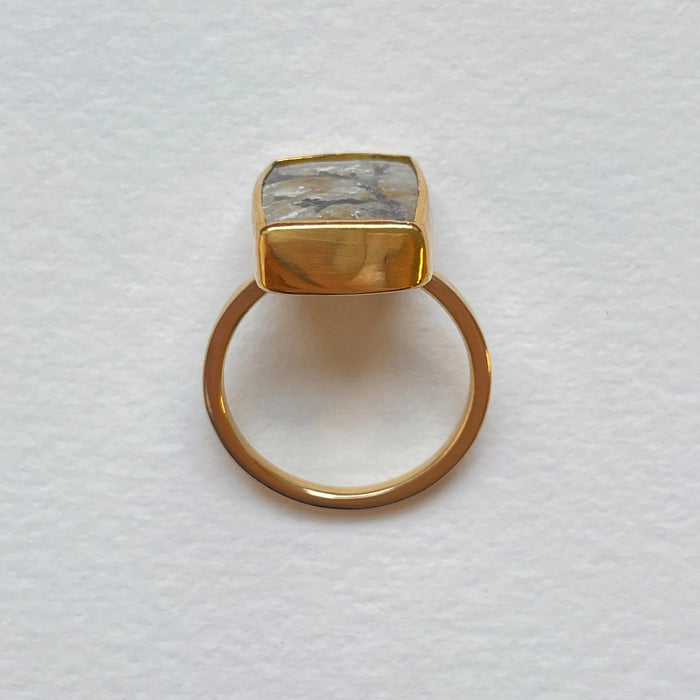 18k Gold Dendritic Agate Ring