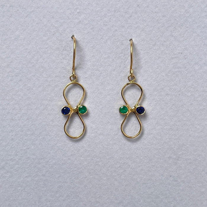 Hourglass Earring with Emerald and Sapphire