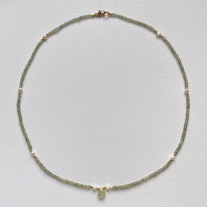 Freya Necklace with Green Sapphires and Pearls