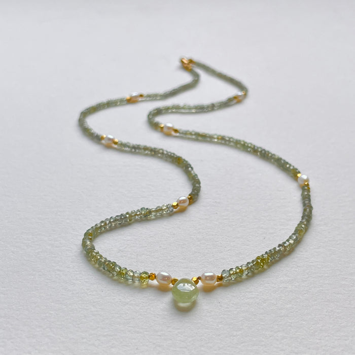 Freya Necklace with Green Sapphires and Pearls