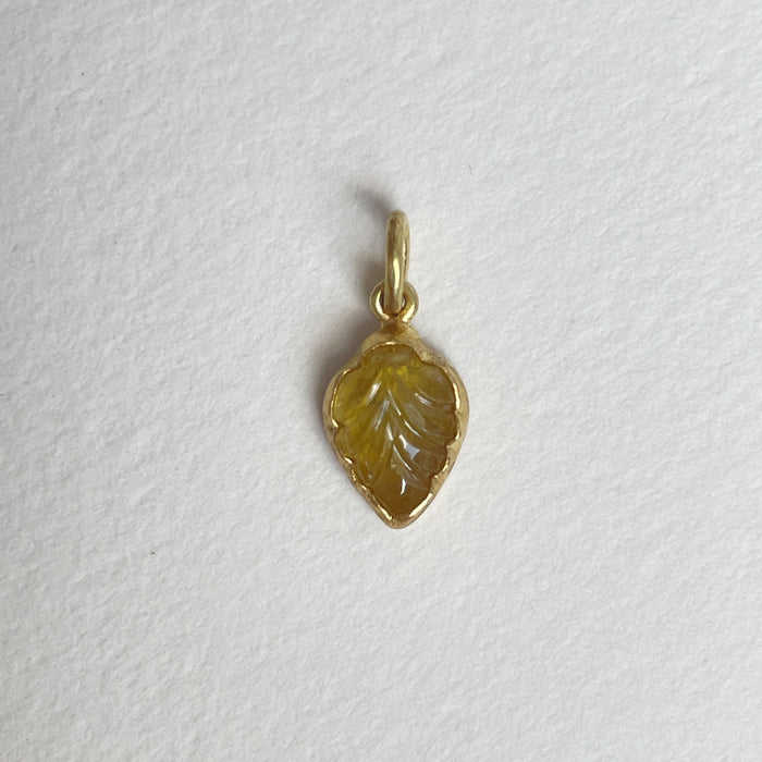 Yellow Sapphire Leaf Charm
