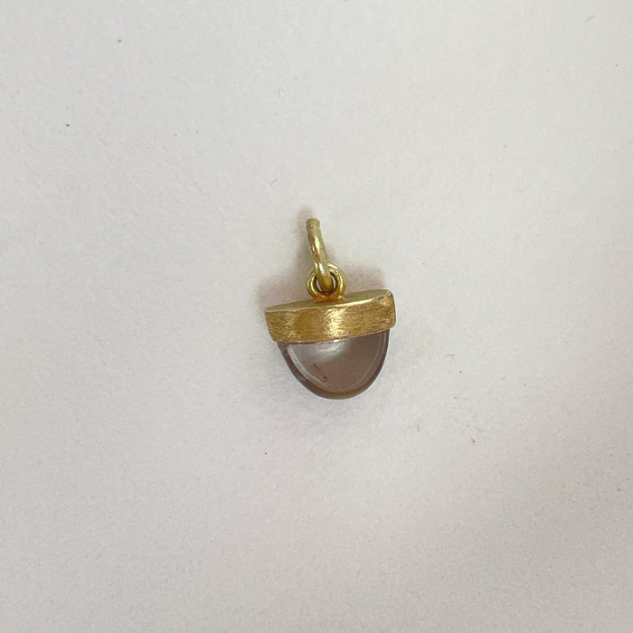 22k Gold Pink Tourmaline Cabochon Charm