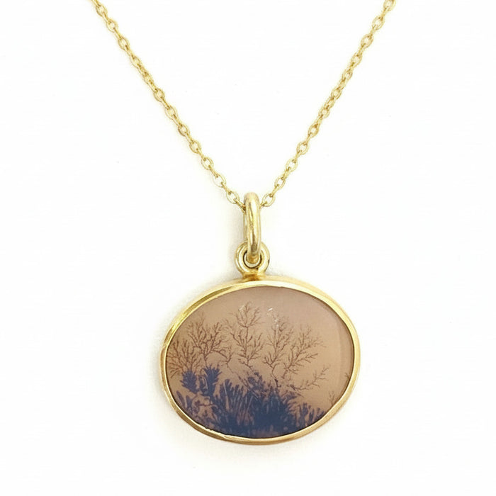 18k Gold Dendritic Agate Charm