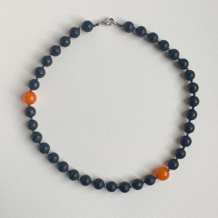 Banded Black Onyx Orbs with Hematite and Resin