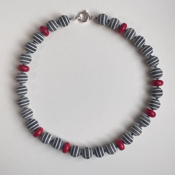 Buffalo Horn, Sponge Coral, and Hematite Necklace
