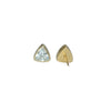 Gold-trimmed triangle-shaped earrings on a white background