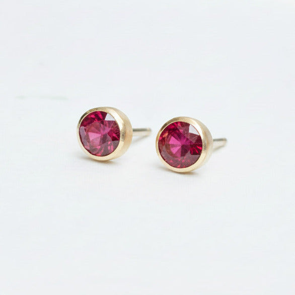 Ruby studs close up