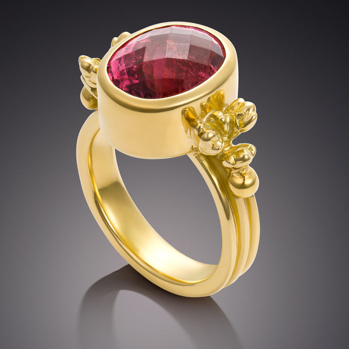 Odin Bud Ring with Raspberry Tourmaline