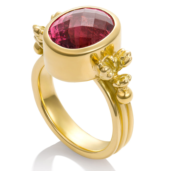 Odin Bud Ring with Raspberry Tourmaline