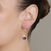 Women wearing Pearl and Tanzanite Earrings 